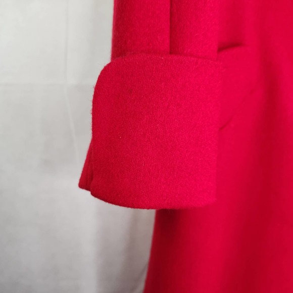 Vintage Outbrook Red Wool Coat Jacket Long Double Breasted Size 12 - Picture 10 of 13